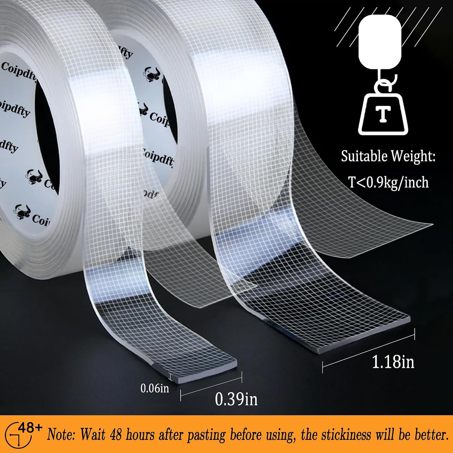 Double Sided Tape Heavy Duty for Wall Decor No Damage to Paint,Clear Removable Mounting Tape,Nano Two Sided Adhesive Tape,Picture Hanging Strips for Posters,Stickers - 3Rolls,Total(1.18in*20FT)