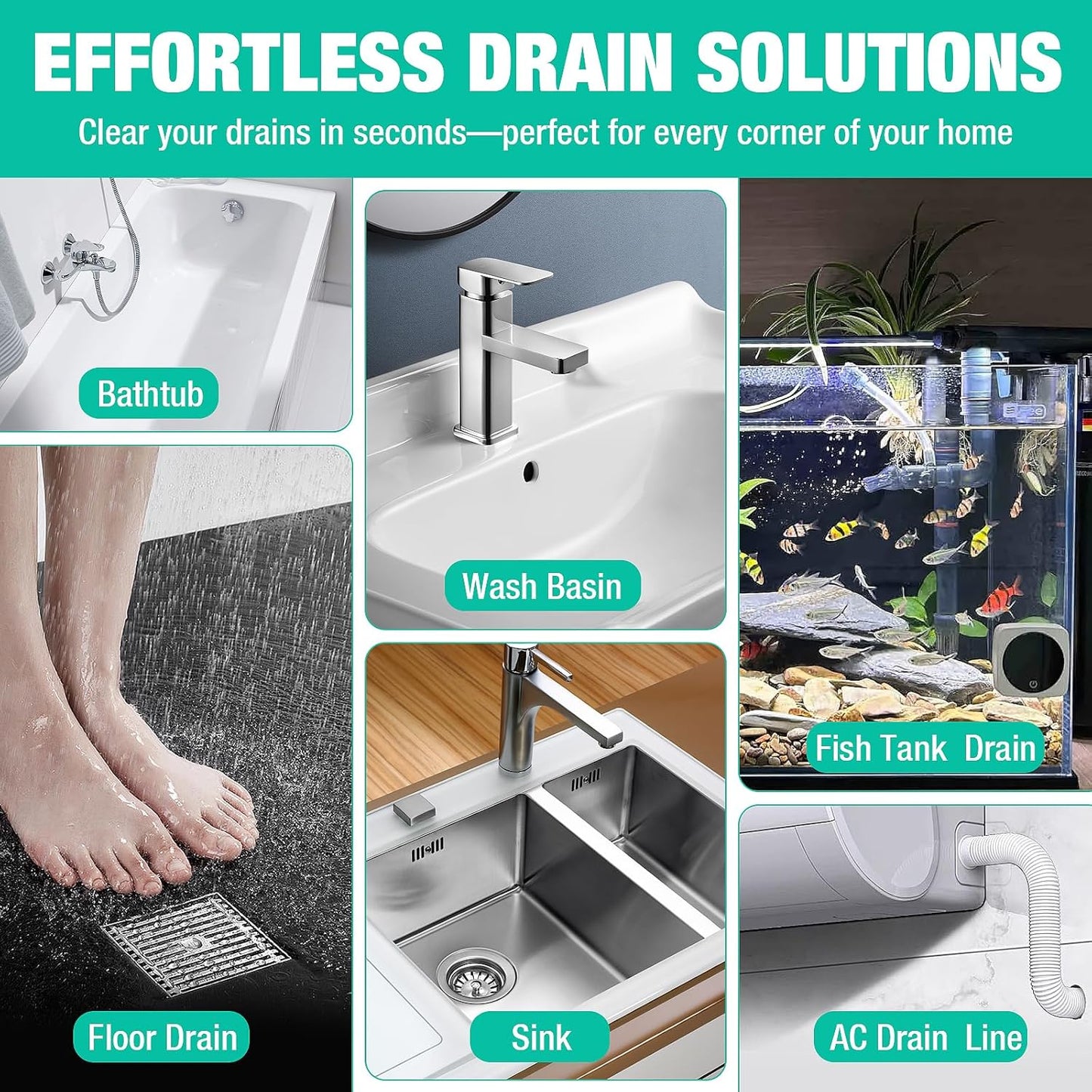 Drain Clog Remover Tool with Rotating Handle, 40 Inch Steel Wire Drain Snake, Heavy Duty Flexible Hair Drain Clog Remover for Shower, Sink, Toilet, Bathroom & Kitchen Drain Cleaner Tool(6PCS)