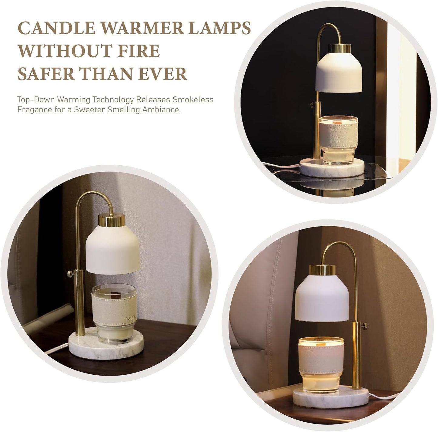 AIKUT Candle Warmer Lamp, with 2 Bulbs,Timer & Dimmer,Compatible with Large Yankee Candle Jars,3 Wick Candles,Height Adjustable Electric Top Candle Melter,White,110-120v