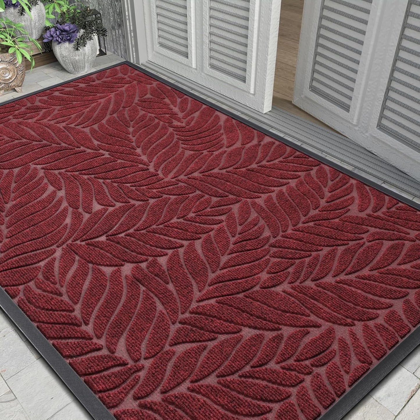 Yimobra Front Door Mat Outdoor Indoor, 29.5x17 All-Season Waterproof Door Mat Outside Entrance, All-Weather Non-Slip Outside Doormat for Garage Patio Entryway, Brown