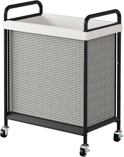 WOWLIVE Laundry Hamper 3 Section, 120L Rolling Laundry Basket with wheels and Removable Liner Bag, Laundry Sorter with Metal Handle, Large Clothes Hamper for Laundry Room, Bathroom and Dorm, Beige