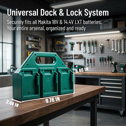 6-Slot Battery Carrying Holder for Makita 18V & 14.4V, Batteries Tool Case Storage Organizer Rack for Makita, Portable and Rugged Battery Caddy with Handle for Jobsite and Mount Bag Use