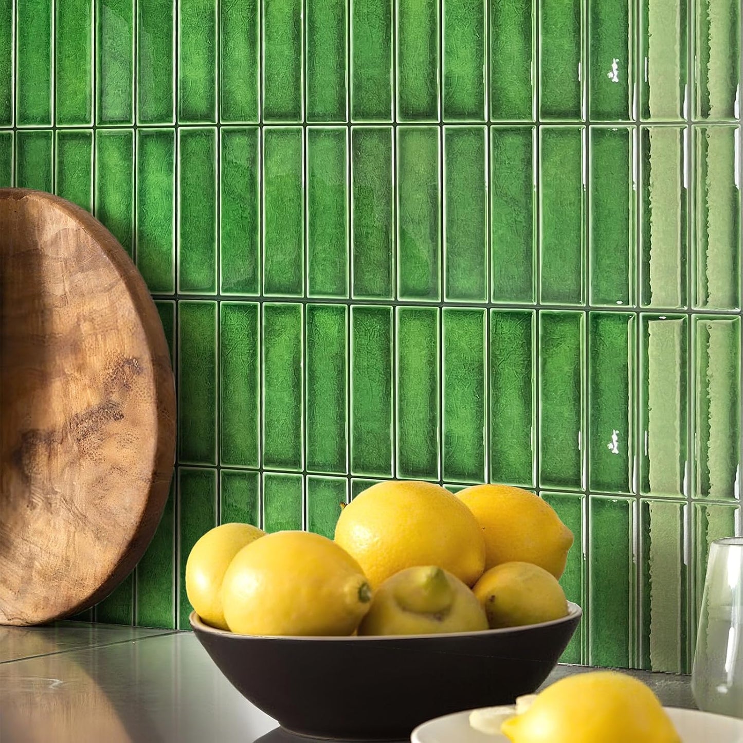 5 Sheets Peel and Stick Backsplash, Self Adhesive Wall Tiles, 3D Adhesive Tile Backsplash, 12"x12"Premium Self Adhesive Wall Tiles Peel and Stickfor Kitchen, Bathroom, RV(Spring Moss)