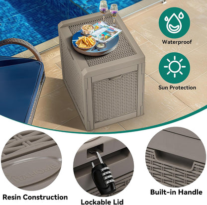 YITAHOME 100 Gallon Large Outdoor Deck Box | Waterproof Resin Storage Box, Lockable Indoor Outdoor Storage Container for Patio Furniture Cushions, Pool Accessories