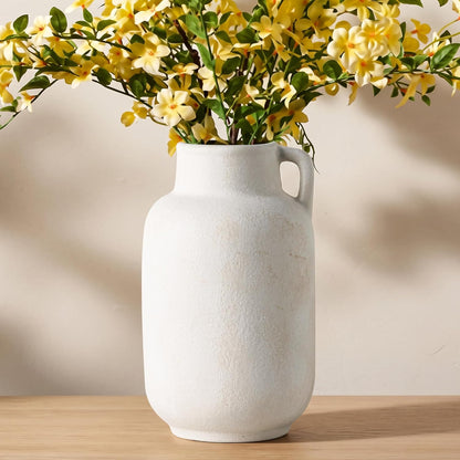 CUCUMI Ceramic Vase Set of 5, Home Decor Farmhouse Décor Handmade Pottery Vases for Pampas Grass, Dried Fresh Flowers, Table, Living Room, Kitchen, Shelf, Entryway Mantel Neutral Tones