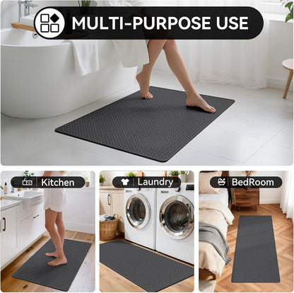 YDKGL Bathroom Rugs Non Slip, Super Absorbent Quick Dry Bath Mats for Bathroom, Foam Weave Texture Thin Bath Rugs Washable with Rubber Backing Fit Under Door Outside Shower,16" x 24“