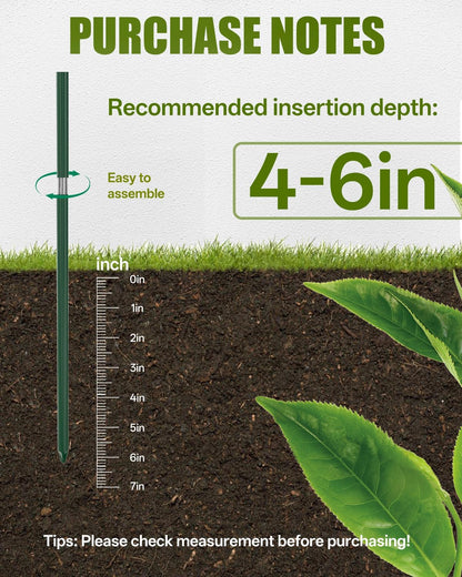 12 Pack 16 Inch Metal Plant Support Stakes for Outdoor Plants and Flowers | Peony cages and supports, Flower stakes, Includes 15 Pcs twist ties, Sturdy, Rust-proof, Easy to install, Durable