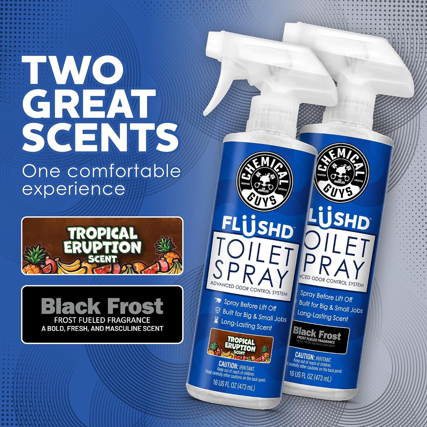 Chemical Guys Flushd, Toilet Deodorizing Spray, Bathroom Odor Eliminator and Blocker, Non-Aerosol Trigger Pump Spray, Tropical Eruption Scent, 16 Fl. Oz.