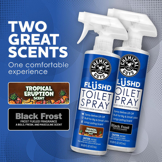 Chemical Guys Flushd, Toilet Deodorizing Spray, Bathroom Odor Eliminator and Blocker, Non-Aerosol Trigger Pump Spray, Tropical Eruption Scent, 16 Fl. Oz.