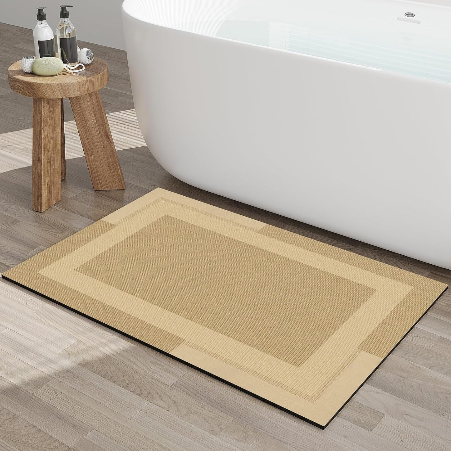 YDKGL Non Slip Bath Mat, Rubber Backing Ultra Thin Bathroom Rugs Fit Under Door Quick Dry Super Absorbent Washable Bath Rug Shower Mat for Bathroom Floor Bathtub Shower Sink, Easy Care Blue 16"x 24"