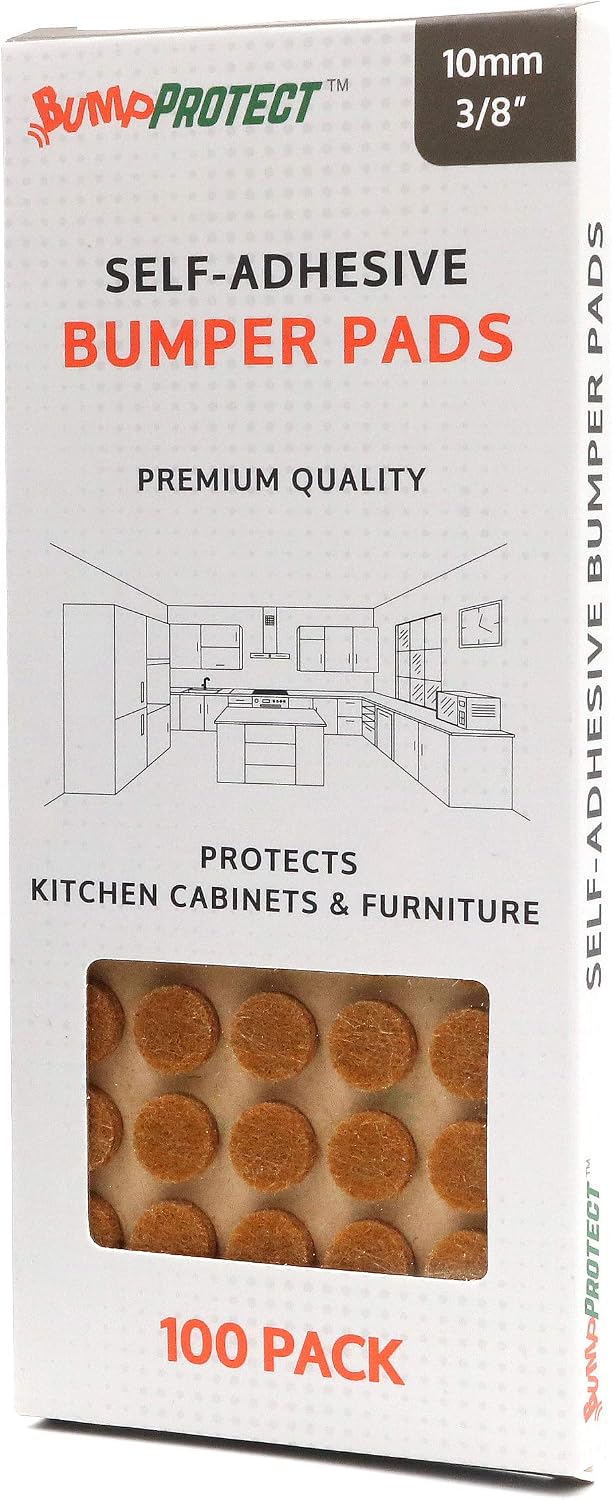 Furniture Felt Pads 3/8" (10mm) Diameter Round 3M Self Adhesive Protects Kitchen Cabinets, Drawers, Desks and Furniture Against Bumps and Scratches 100 Pack - Grey