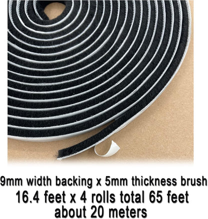 Self-Adhesive Pile Weather Stripping Seal for Sliding Windows and Door Frames, 16.5ft x 11/32 inch, Grey