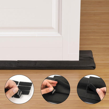 2 Pack Door Draft Stopper, Under Door Sweep Blocks Cold Air & Noise, Energy Saving, Adjustable Weather Stripping Seal, Heavy-Duty Non-Slip Design for Exterior/Interior Doors, Easy to Install