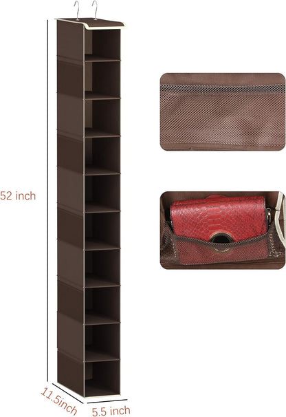 Libeder Hanging Shoe Organizer, 10-Shelf Closet Organizer with 6 Mesh Side Pockets