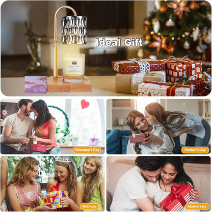 Candle Warmer Lamp with 3 Bulbs, Adjustable Height Dimmable Candle Warmer with Timer, Candle Lamp with Charming Gift Box Ribbon,Birthday Gifts for Women Mom, House Warming Gifts New Home Decor