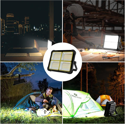 Portable LED Work Solar Light 100W 16500mAh 10000 LM with Stepless Brightness Job Site Battery Rechargeable LED Floor Light for Emergency Worklight for Hurricane