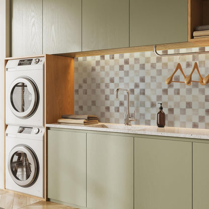 SMART TILES Peel and Stick Backsplash - 5 Sheets of 7,75" x 7,75" - 3D Adhesive Peel and Stick Tile Backsplash for Kitchen, Bathroom, Wall Tile, Checkered