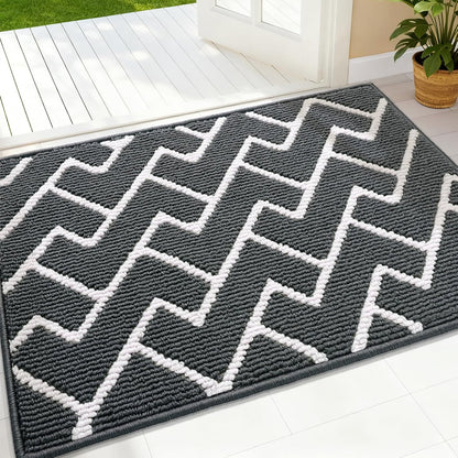 OLANLY Front Door Mat, Non-Slip Rubber Backing, Dirt Resistant and Absorbent, Washable, Easy to Clean Low-Profile Indoor Doormat for Back Door, Entryway, Inside Entrance, 32x20, Grey