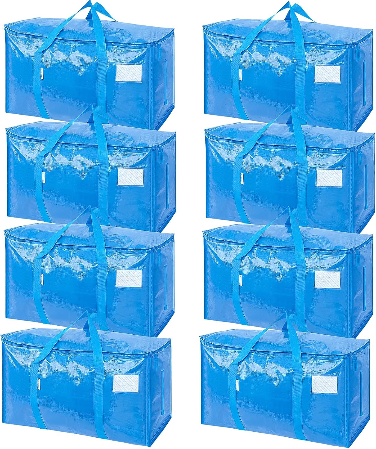 TICONN 4 Pack Extra Large Moving Bags Heavy Duty with Zippers & Carrying Handles, Durable Storage Bags Moving Boxes for Closet Organizers and Storage (4 Pack, Blue)