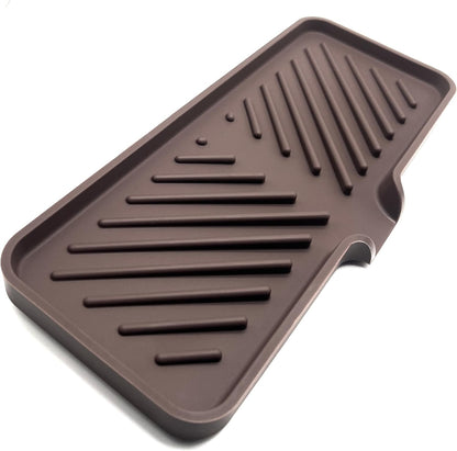 Silicone Soap Dish Tray and Sponge Holder with Drain Chute and Feet | 3-Way Sloped Design | Bathroom and Kitchen Sink Organizer Caddy (Black, 10"x4", 7.8 Ounces)