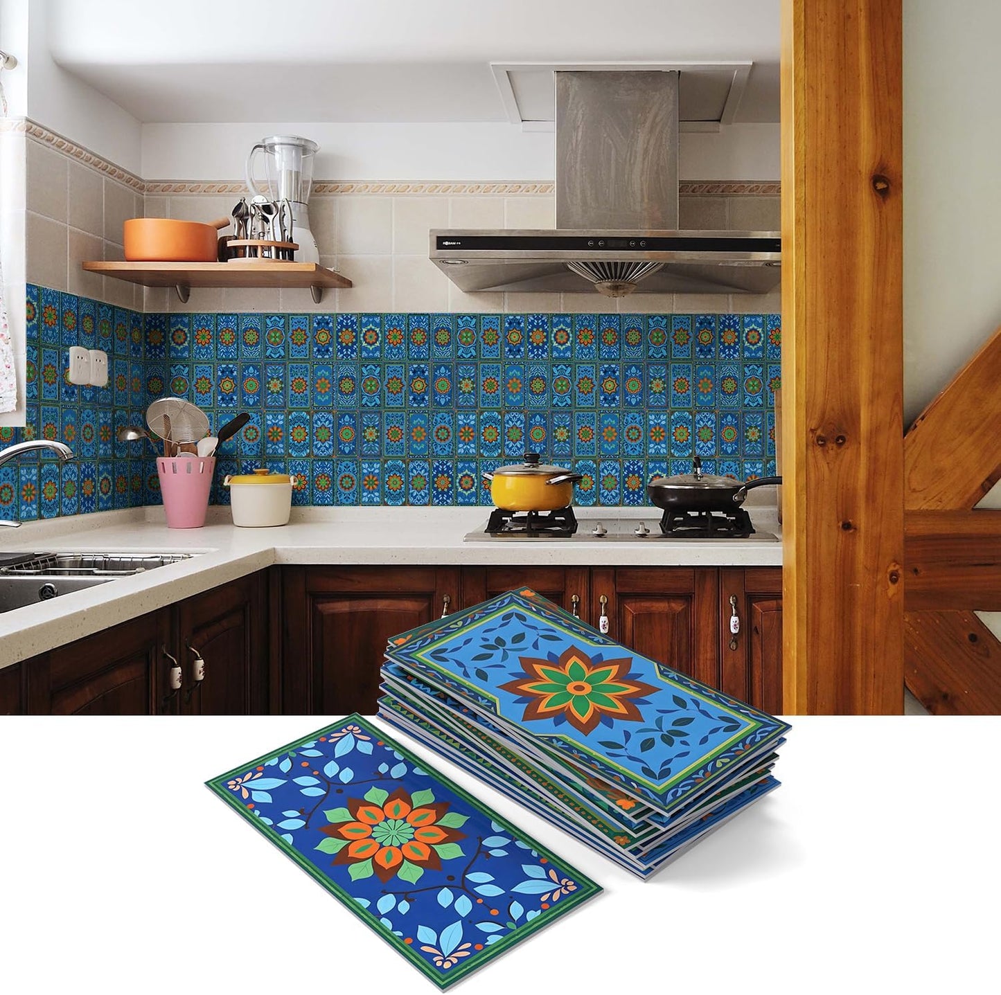 VICCI 32Pcs Tile Decals - Peel and Stick Kitchen Backsplash - Decorative Wall Tiles Stickers 8" x 4" Self-Adhesive Waterproof Removable for Bathroom Cabinets Home DIY Projects Decor