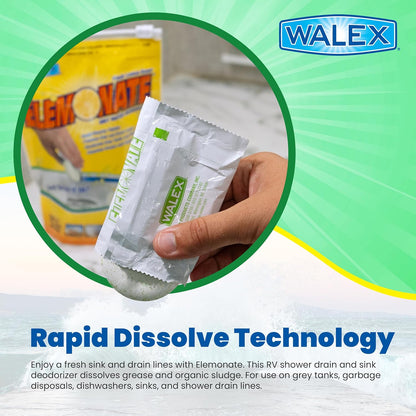 Walex Elemonate RV Grey Water Tank Deodorizer Tablets - Fresh Lemon, 5-Pack