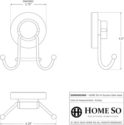 HOME SO Suction Cup Hooks for Shower & Bathroom Towel Holder 1-Pack – Suction Cups Hooks for Hanging Towels, Robes, & Coats - Tiles, Glass Door or Mirror – Shower and Towel Hooks - Chrome, Stainless