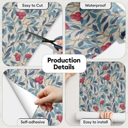 17"x118" Peel and Stick Wallpaper for Renter Friendly, Removable Wallpaper Peel and Stick, Self-Adhesive Textured Contact Paper for Walls, Cabinets, Countertops(Morning Song of Flowers)