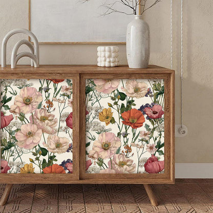 Orainege Pink Floral Peel and Stick Wallpaper Removable Self Adhesive Wallpaper 16.9inx118.1in Modern Wall Paper for Bedroom Bathroom Green Leaf Contact Paper for Cabinets