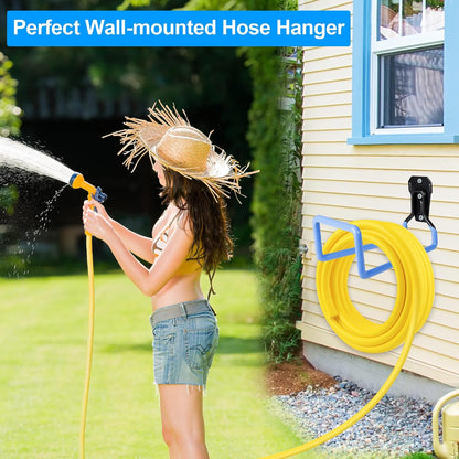 PeoMev 2pcs Heavy Duty Hose Hanger Garden Hose Storage Black Water Hose Holders for Outside Wall Mount Garden Hose Reel Hose Stand