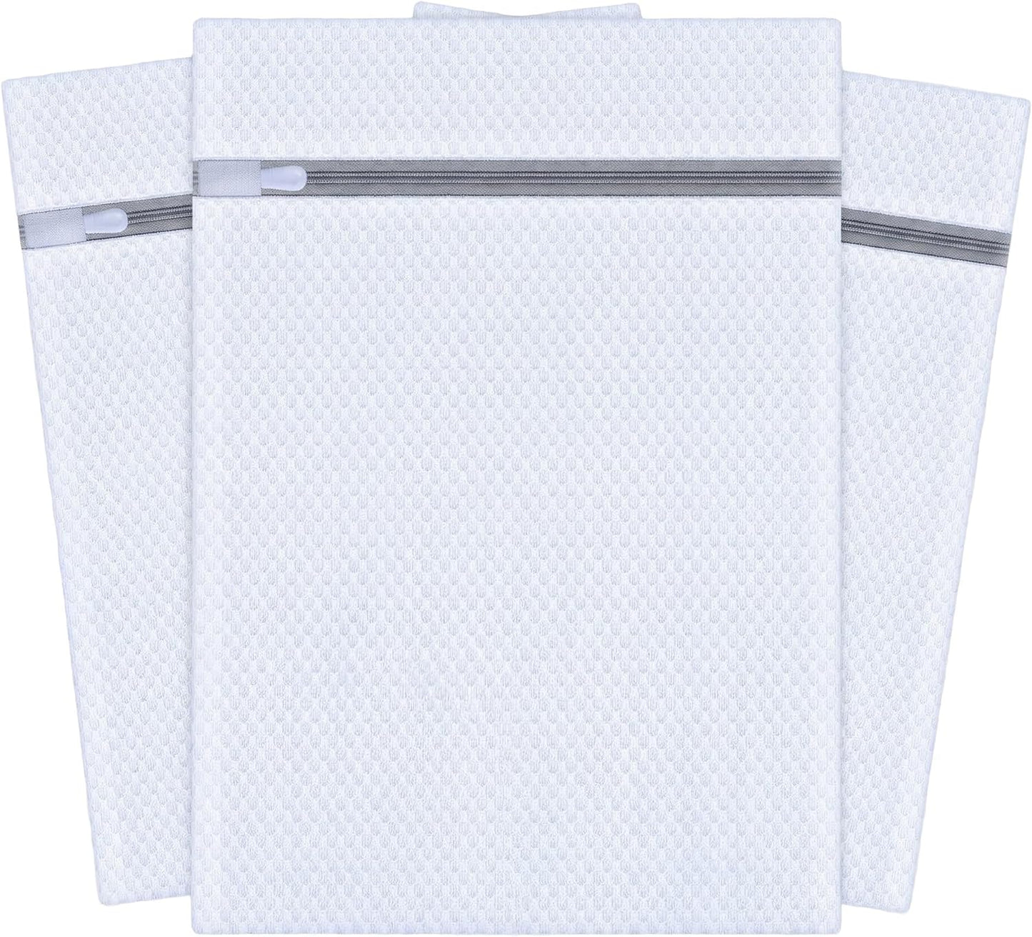 Mesh Laundry Bags for Delicates, 3 Pack, 12 x 16 Inches | Honeycomb mesh protects bras, lingerie, and underwear from snags — zippered closure stays secure throughout the wash cycle