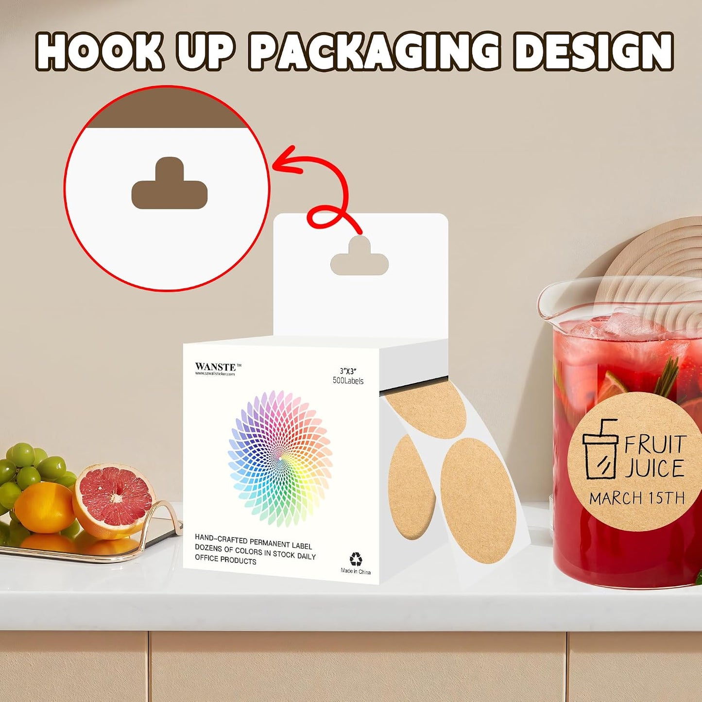 3 Inch White Color Code Dot Stickers,500 PCS Round Labels Stickers in Dispenser Box for Organization, Inventory,Classroom
