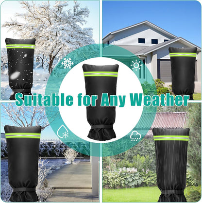 25" L x 13"W Winter Spigot Cover - Black Long Outdoor Faucet Cover Socks for Freeze Protection Pipe Insulation with Reflective Strip