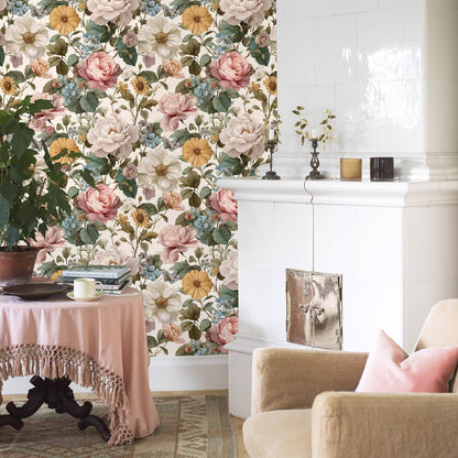 Orainege Pink Floral Peel and Stick Wallpaper Removable Self Adhesive Wallpaper 16.9inx118.1in Modern Wall Paper for Bedroom Bathroom Green Leaf Contact Paper for Cabinets