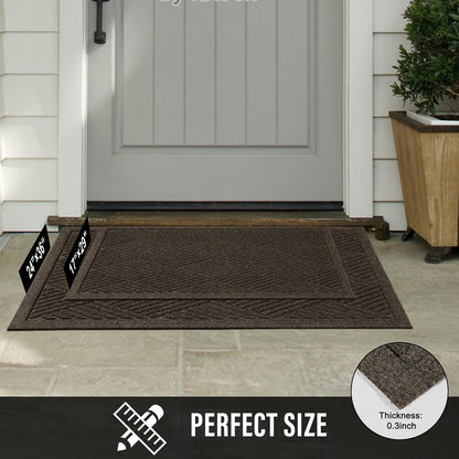 HIYARD Sturdy Front Door Mat, Absorbent Muddy Dirt Resist Welcome Door Mats Outdoor Indoor, Stain and Fade Resistant, Non-Slip Rubber Backing Low Profile Doormat for Entryway, 30×17, Beige