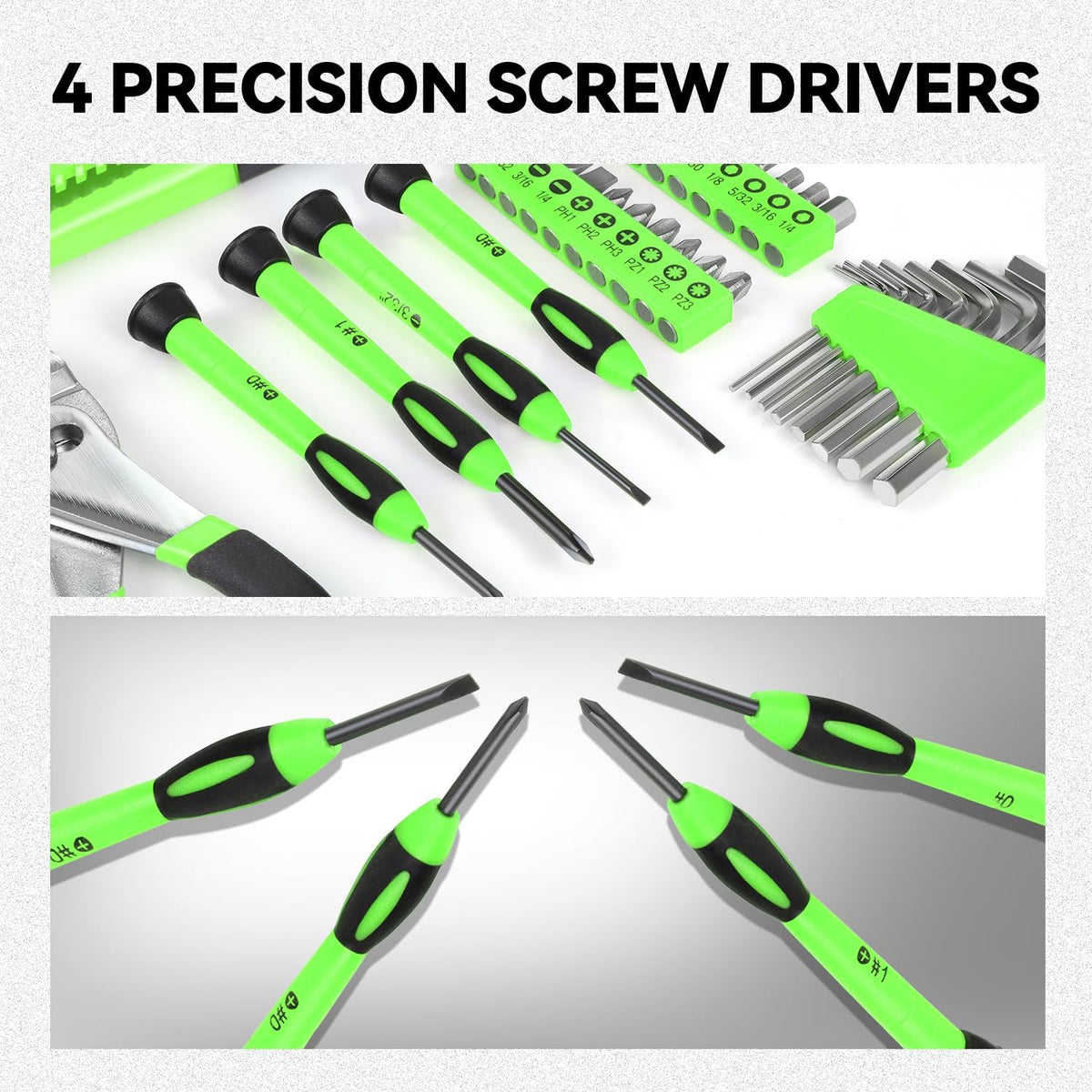 Auto Dynasty Tool Kit for Home, Basic Household Hand Tool Sets with Screwdrivers Combination Tools, All in One Plastic Toolbox Storage Case for College Dorm, Office, Auto Repair (Green)