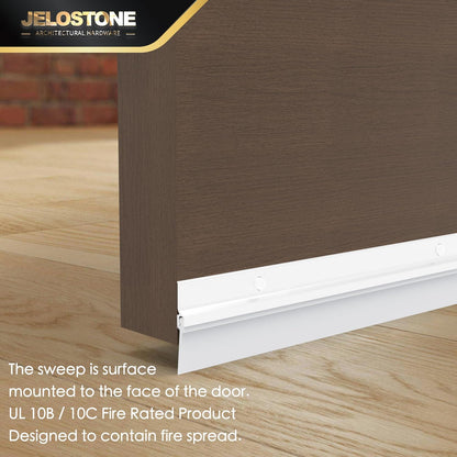 2 Pack - 48'' Commercial Door Bottom Sweep (White Powder Coated), Heavy Duty Aluminum, Fire Rated, Vinyl Insert, JS-NV307, Ideal for Residential & Commercial Use
