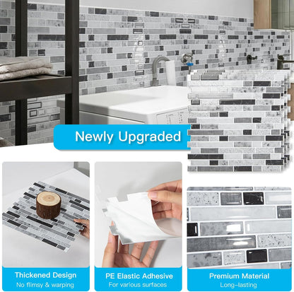 Art3d 10-Sheet Heavy-Duty Peel and Stick Backsplash, Waterproof Wall Tiles Stick on Kitchen Backsplash Living Space, Beige & White