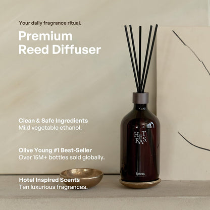 hetras. Premium Reed Diffuser Set (16.9 fl.oz. / 500ml) | Jeju Saryeoni Forest - Citrus & Greenery Scent | Long-Lasting Luxury Home Fragrance with Reed Sticks | Gifts for Loved Ones