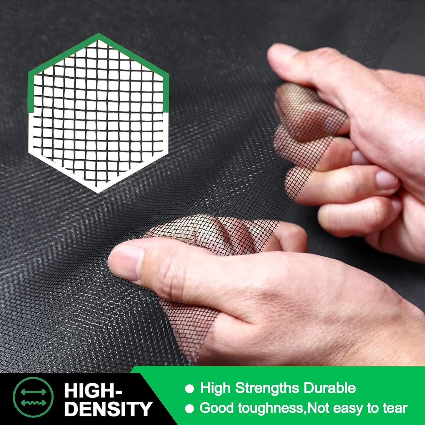 QWR Pet Proof Window Screen Replacement Kit, 39"x118" Durable High Hardness Screen Mesh Replacement Window Screens Repair Kit for Sliding Screen Door,Patio and Windows.(Folded Package with Tool Kit)