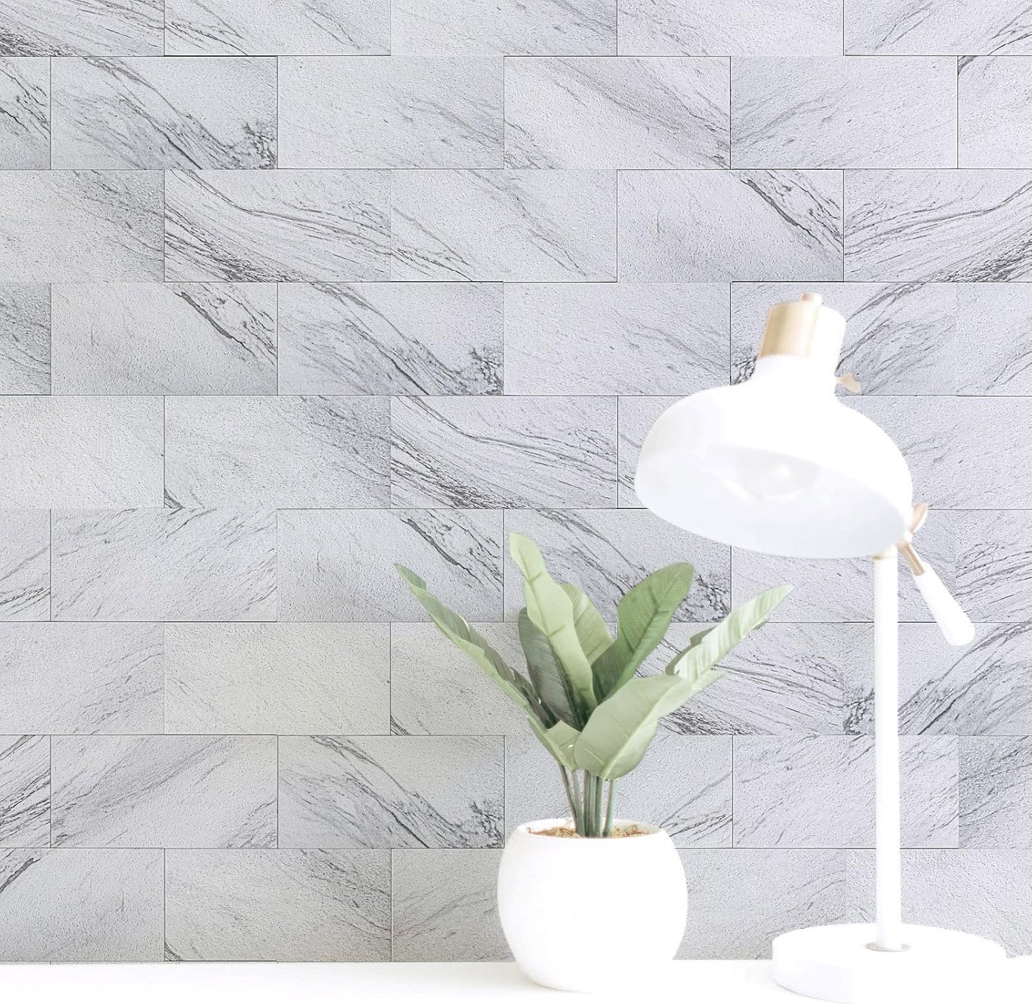 Art3d 102-Piece Peel and Stick Wall Tile for Kitchen Backsplash, Bathroom, Fireplace, 3in. × 6in. Stick on Subway Tile, Glossy White