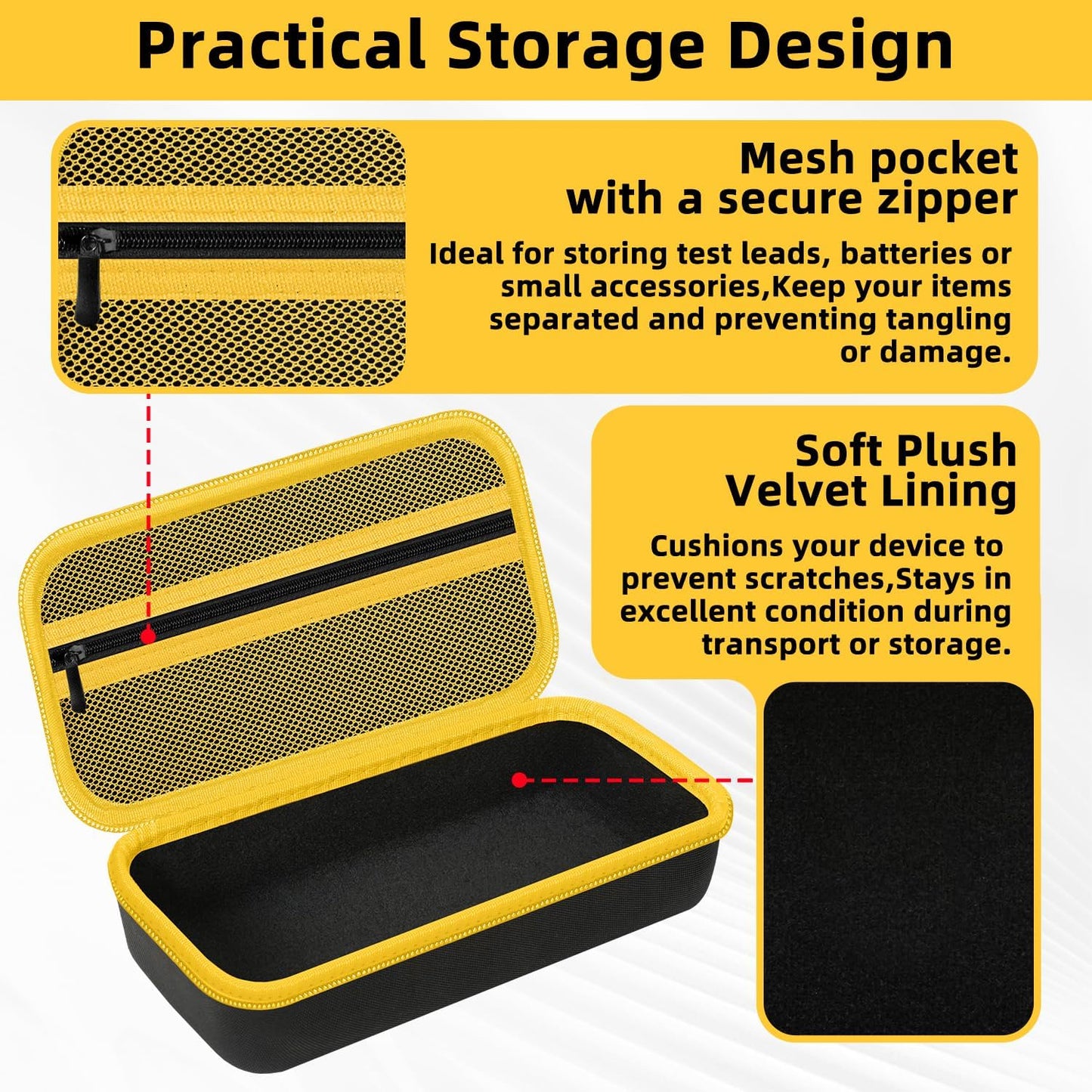 Carrying Case for Fluke 15B+/17B+/Fluke 101/117/115/116/114/113/177/179/233/106/107 Multimeter Testers and Accessories, Multimeter Storage Bag Organizer Box -Black (Case Only)
