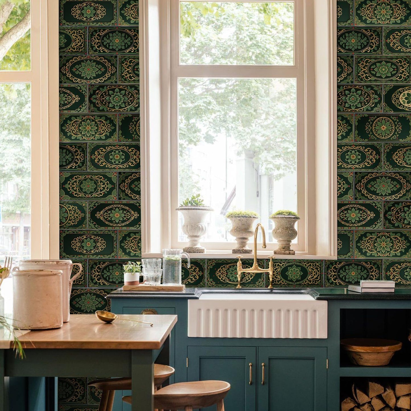 VICCI 32Pcs Tile Decals - Peel and Stick Kitchen Backsplash - Decorative Wall Tiles Stickers 8" x 4" Self-Adhesive Waterproof Removable for Bathroom Cabinets Home DIY Projects Decor
