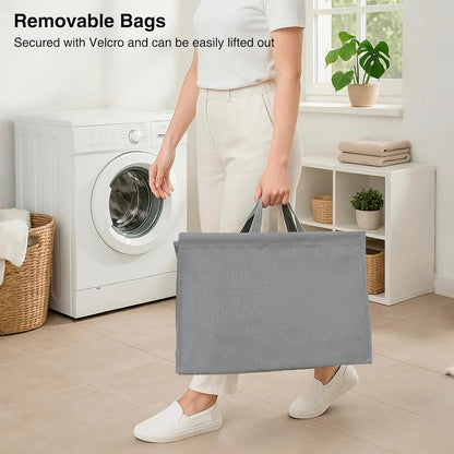 STO STO 3-Tier Vertical Laundry Hamper with Wheels, 120L Rolling Laundry Sorter with 3 Removable Breathable Mesh Bags, Rust-Resistant Steel Frame for Small Spaces, Apartment, Dorm, Black Mesh
