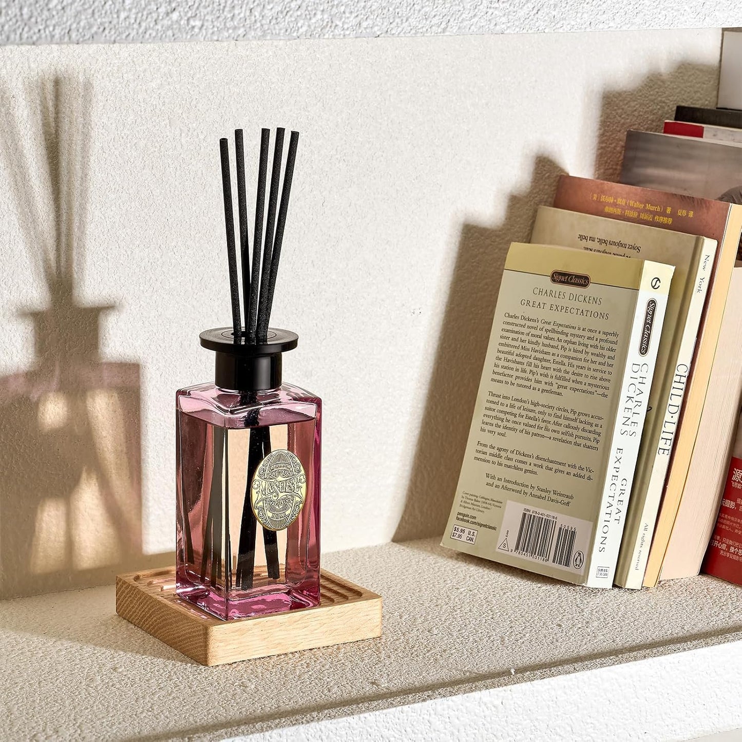 M&SENSE 6.3 oz Large Reed Diffuser Set | Lime+Basil Scent Oil Diffuser with Sticks | Hotel Collection Non-Toxic Home Fragrance |for Bedroom Bathroom Living Room - Colors B