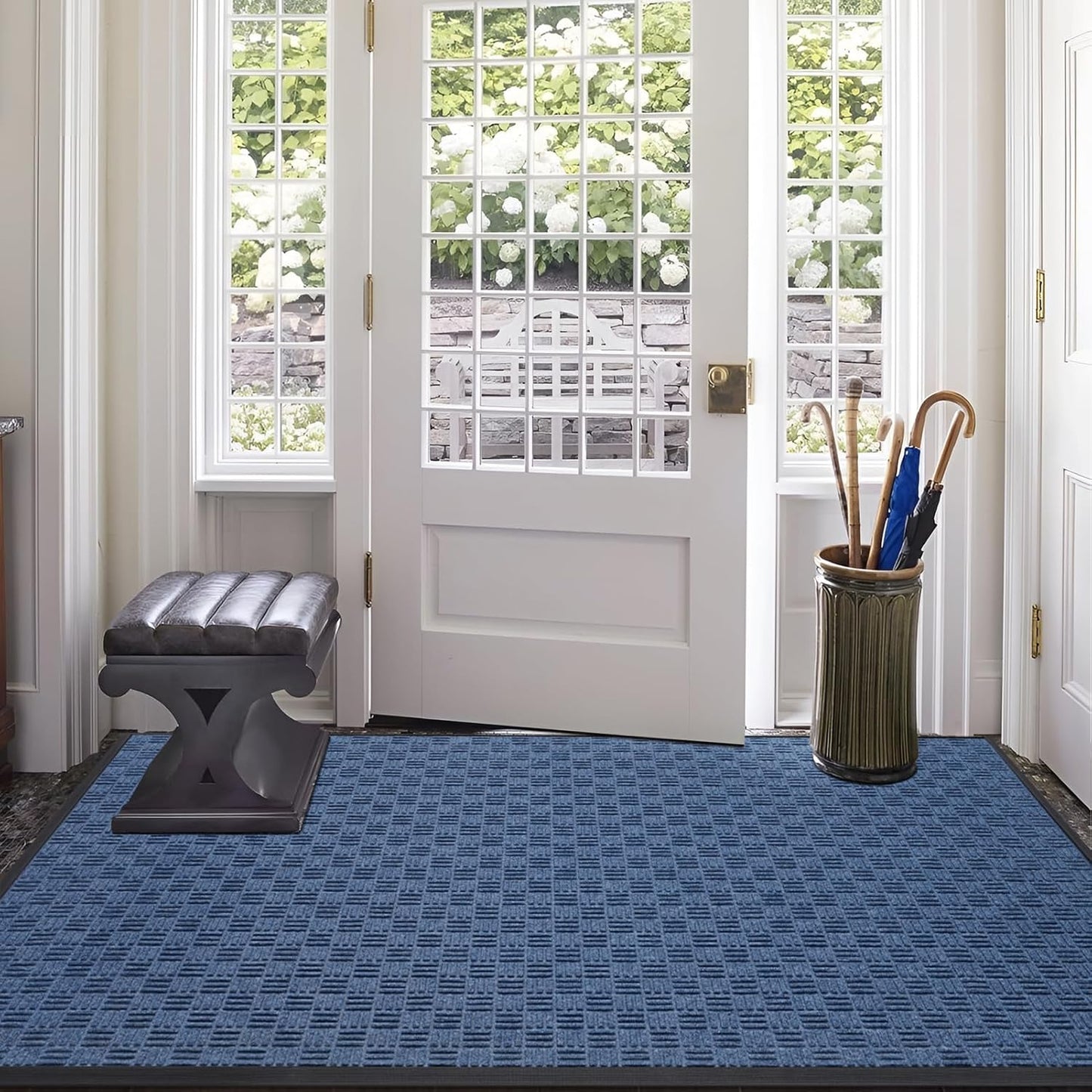 Mibao Front Door Mat, Heavy Duty Durable Welcome Mat for Outdoor Indoor, Dirt Trapper Waterproof Super Absorbent Door Mat for Entryway Outside Patio Porch, 29.5" x 17", Grey