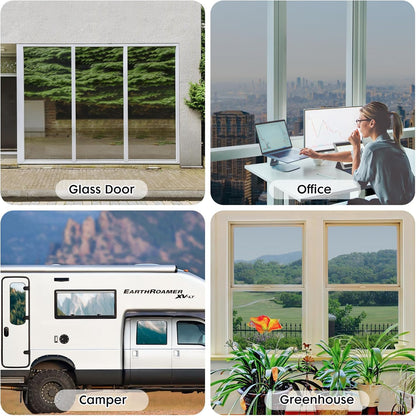 LUTE Reeded Glass Window Privacy Film, Frosted Glass Film, Removable 3D Decorative Decals Sun Blocking Anti UV Door Window Cover, No Glue Static Cling Vinyl for Bathroom Home Office, 17.5" x 78.7"