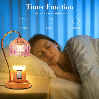 Flower Candle Warmer Lamp with Timer & Dimmer - Fits All Jar Scented Candles - Christmas & Mother's Day Gift for Women，Mom，Her