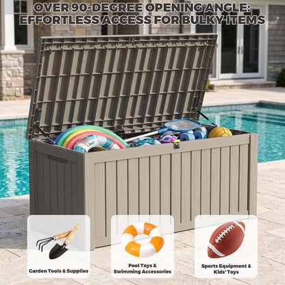 Outdoor Storage Box, 320 Gallon Waterproof Deck Box [Upgraded 3.0], Dual Gas-Spring Ultimate Resin Organizer for King Cushions, Heavy-Duty Lockable Estate Storage Bench, Backyard BBQ, Black