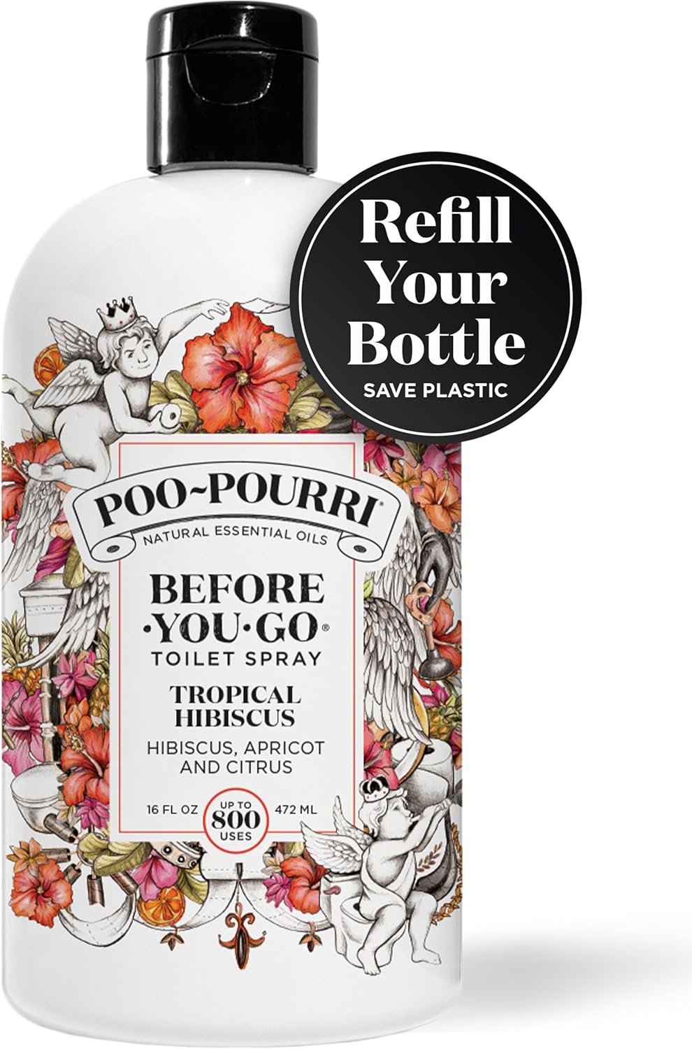 Poo-Pourri Before-You-Go Toilet Spray, Tropical Hibiscus, 2 Fl Oz - Hibiscus, Apricot and Citrus